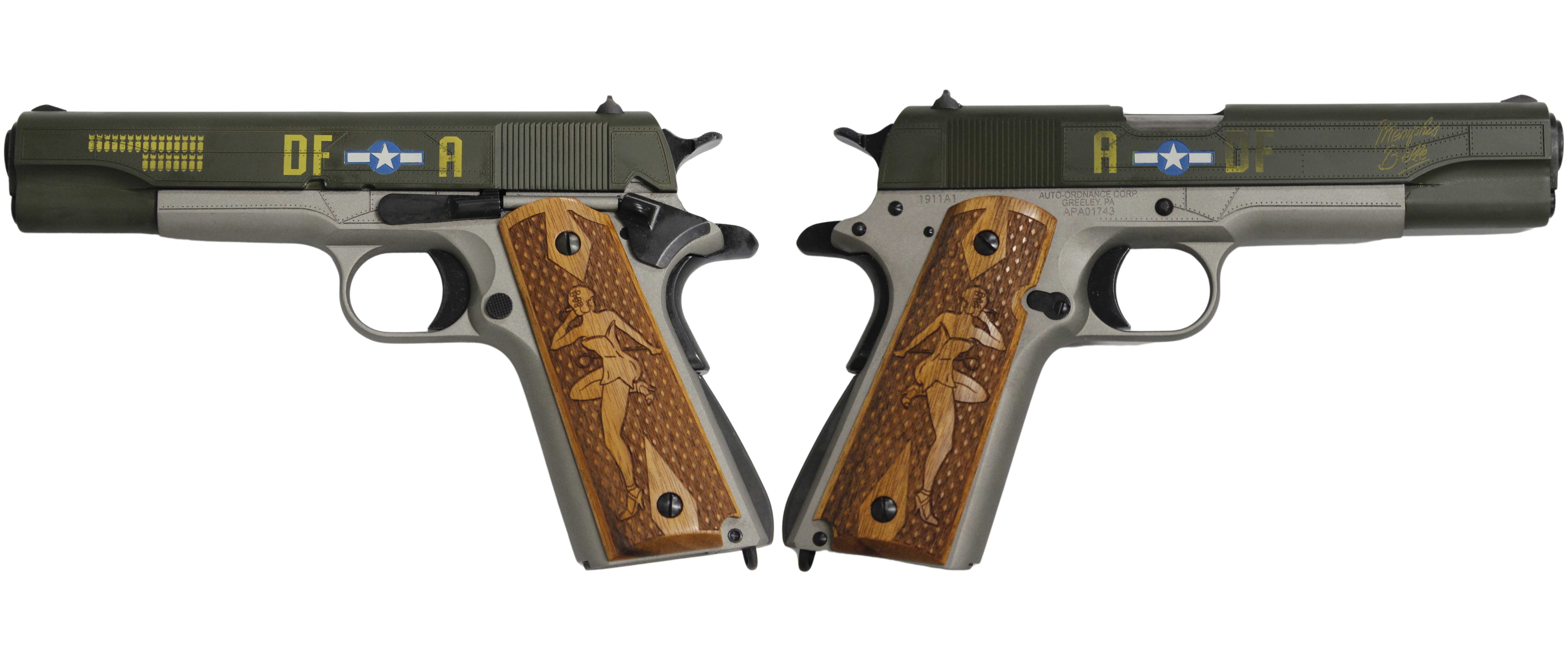AUTO ORDNANCE MEMPHIS BELLE 1911 WWII WINGED WARRIORS 45 PISTOL
